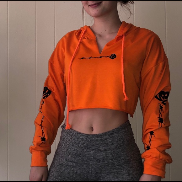 orange cropped hoodie